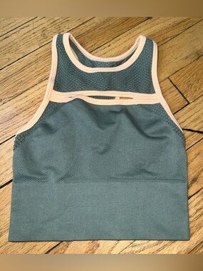 ASOS 4505 Olive Green And Peach Cutout Razorback Sports Bra Size XS